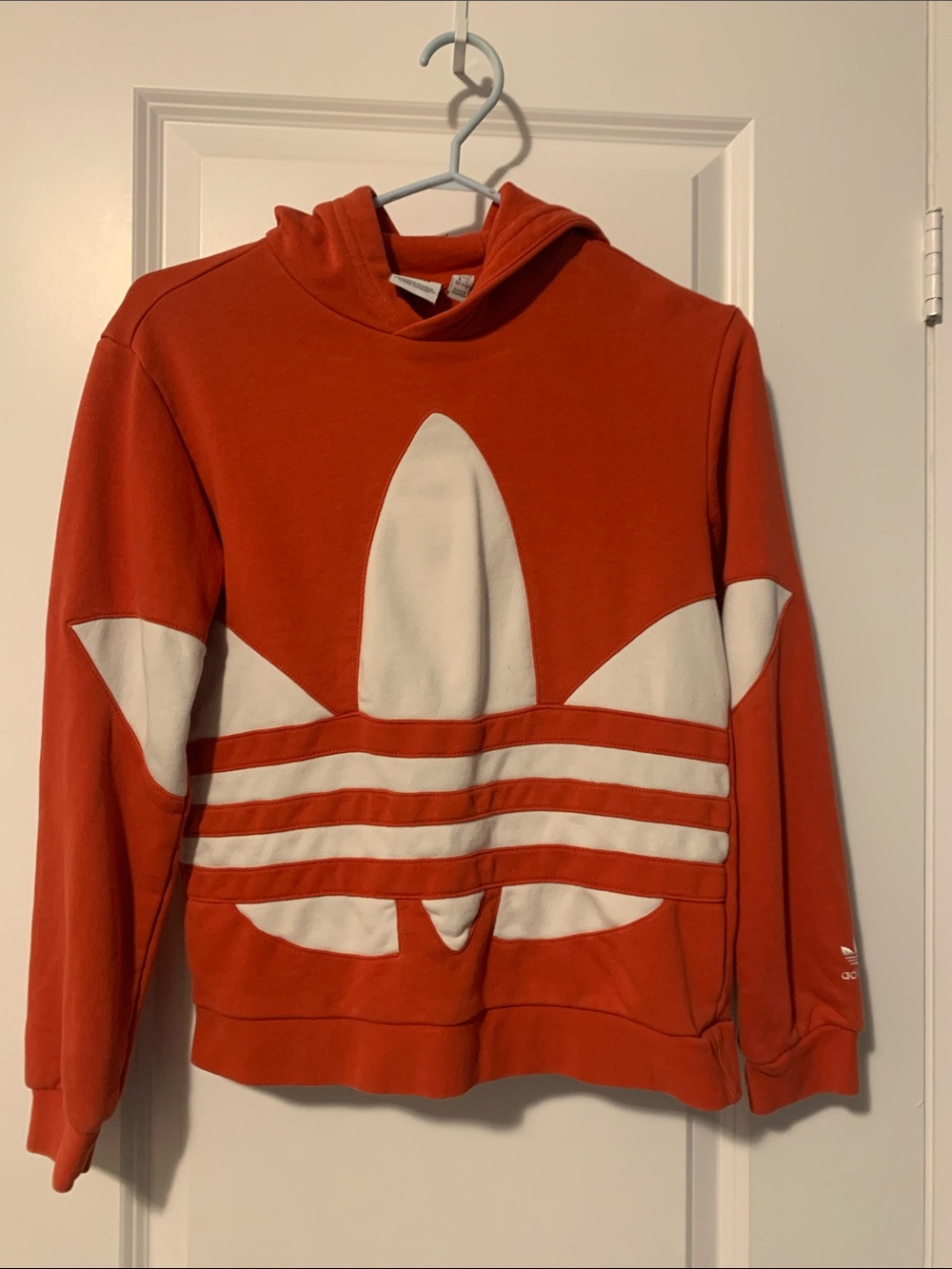 adidas Hoodie Red with Large White Trefoil Graphic